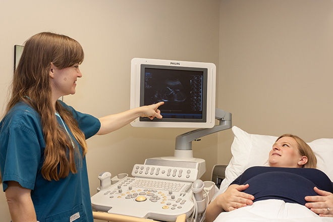 Woman Receiving an Ultrasound in Fredericksburg Virginia